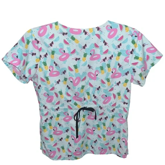 Divine Scrubs by JDM Uniforms Flamingo Scrub Top - Picture 2 of 4